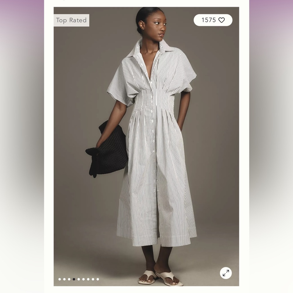 COPY - Exquise Tobie Button-Front Pleated Midi Shirt Dress